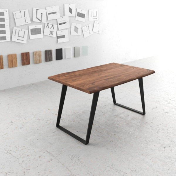Jídelní stůl Edge 140×90 hnědá akácie kovová podnož šikmá