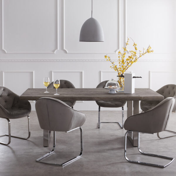 Jídelní stůl 200×100 XL Akácie Platinum Nerezová Ocel Wide nepravidelná hrana