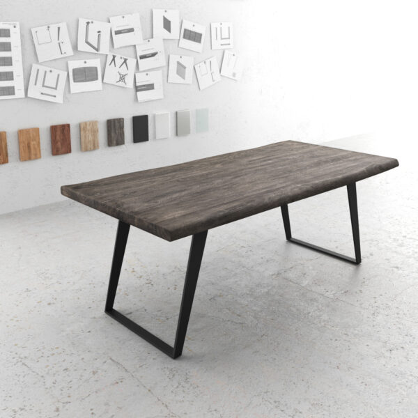 Jídelní stůl Edge 200×100 XL platinová akácie kov šikmý