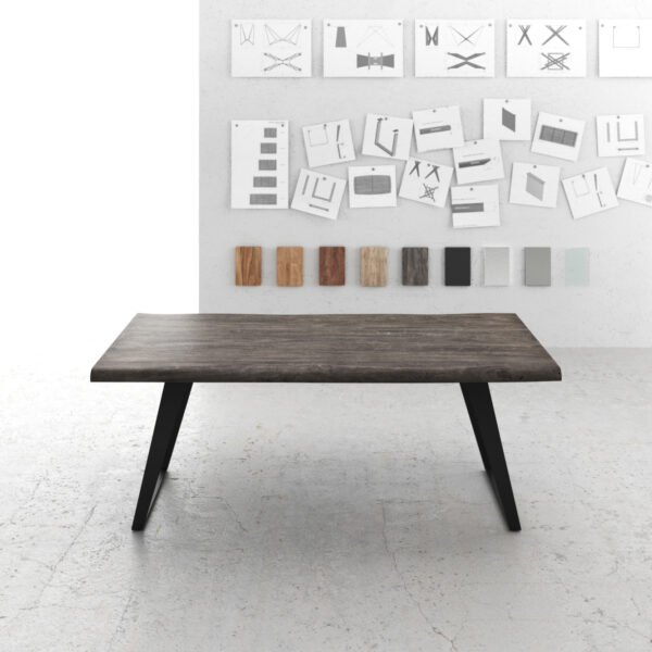 Jídelní stůl Edge 200×100 XL platinová akácie kov šikmý