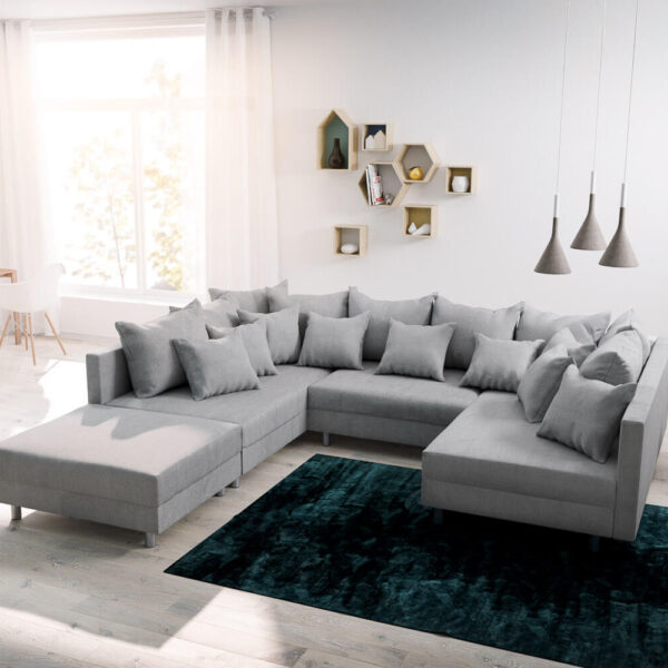 Sedací souprava Clovis Šedá Modular Flat Fabric Stool