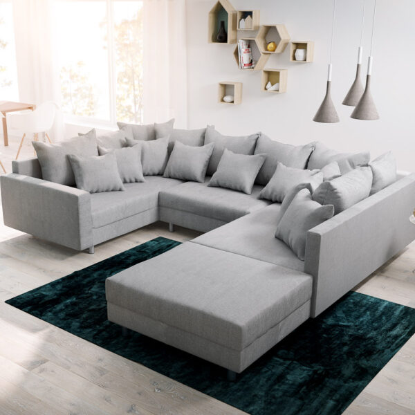 Sedací souprava Clovis Šedá Flat Fabric Stool Armrest Modulární pohovka