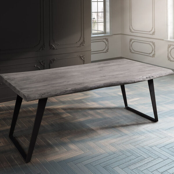 Jídelní stůl Edge 180×90 XL platinová akácie kov šikmý