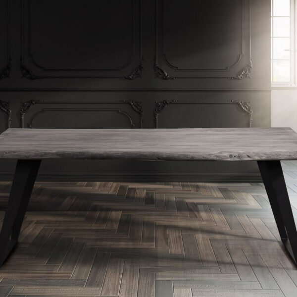 Jídelní stůl Edge 180×90 XL platinová akácie kov šikmý