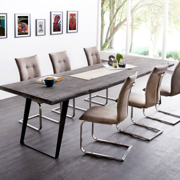 Jídelní stůl Edge 300×100 XL platinová akácie kov šikmý