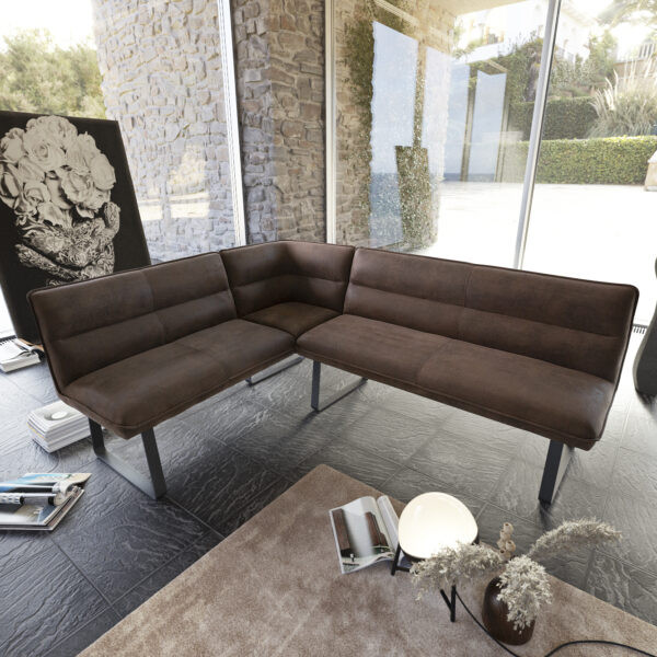 Rohová lavice Salvo 200×160 cm Hnědá Vintage Metal Černá Variabilní