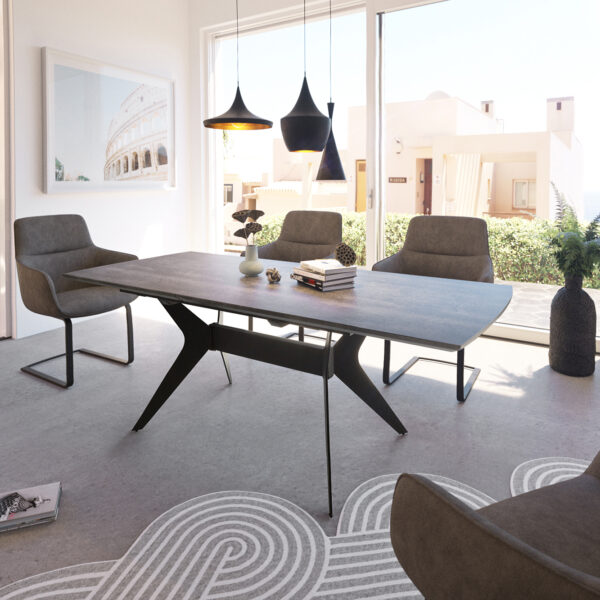 Jídelní stůl Edona 160/200×90 cm Keramická Optics Šedý Metal Rozkládací