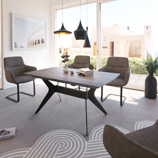 Jídelní stůl Edona 160/200×90 cm Keramická Optics Šedý Metal Rozkládací