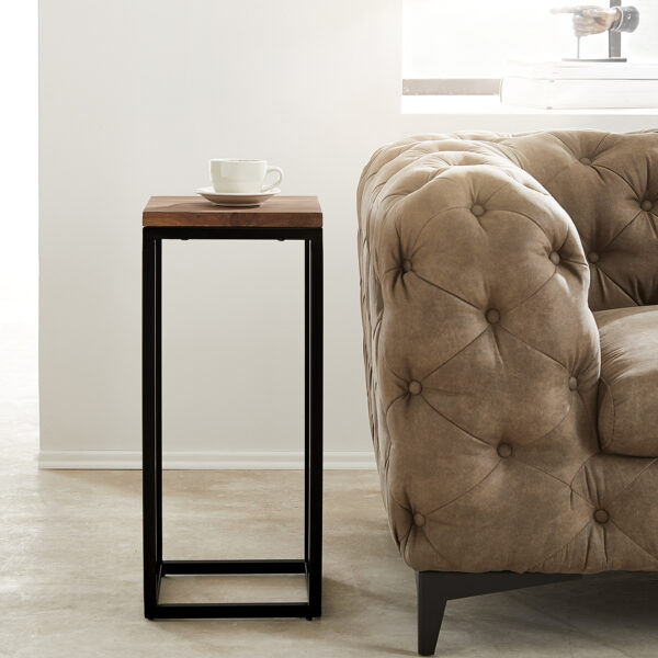 Odkládací stolek Tatius 28×28 cm hnědá akácie industriální styl