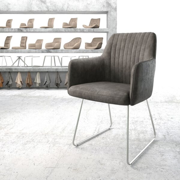 Jídelní židle Greg-Flex antracitová vintage tenká podnož z nerezové oceli