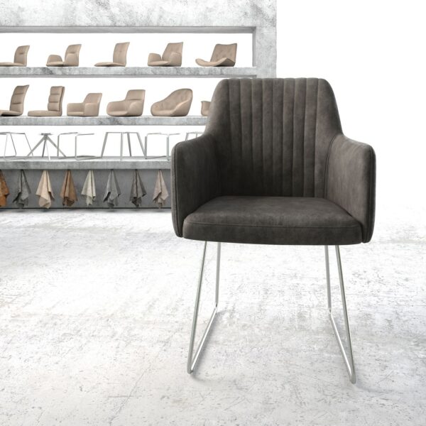 Křeslo Greg-Flex Anthracite Vintage nerezový rám s ližinami