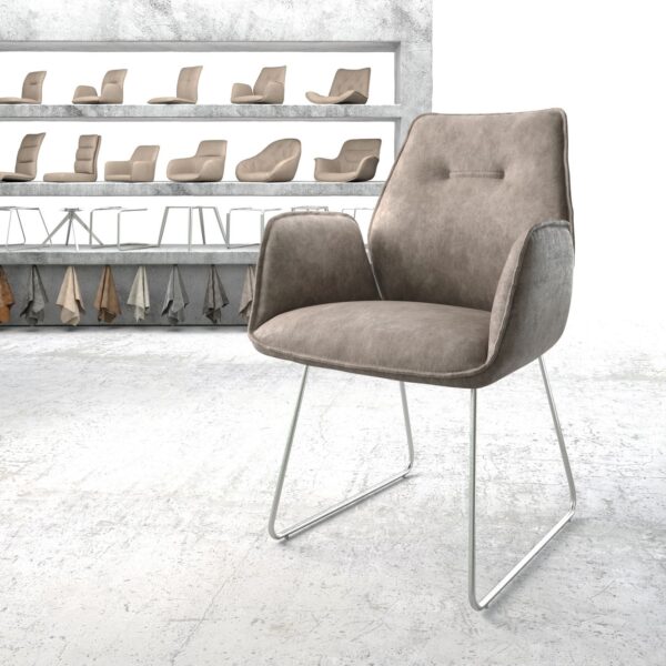 Křeslo Zoa-Flex Taupe Vintage nerezový rám s ližinami