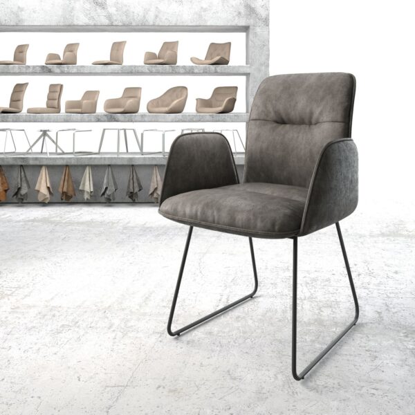 Křeslo Vinja-Flex Anthracite Vintage Skid Rám Černá