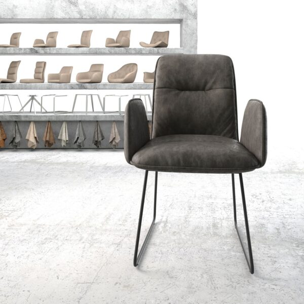 Křeslo Vinja-Flex Anthracite Vintage Skid Rám Černá