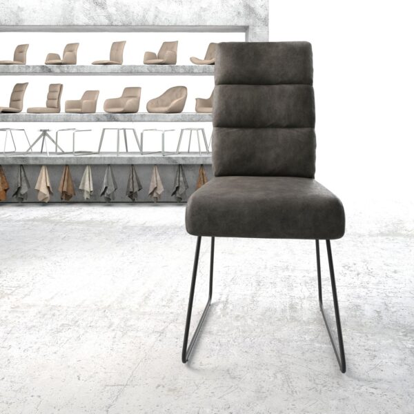 Jídelní židle Pela-Flex Anthracite Vintage Skid Rám Černá