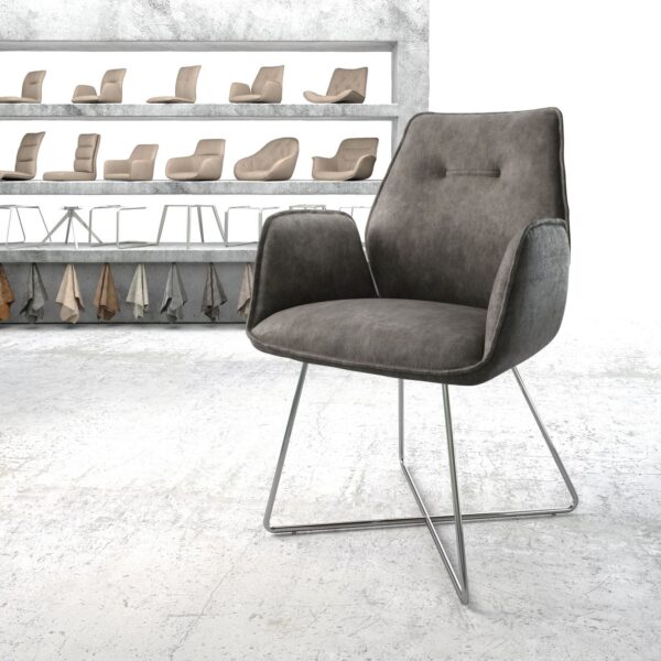 Křeslo Zoa-Flex Anthracite Vintage X-rám nerezová ocel