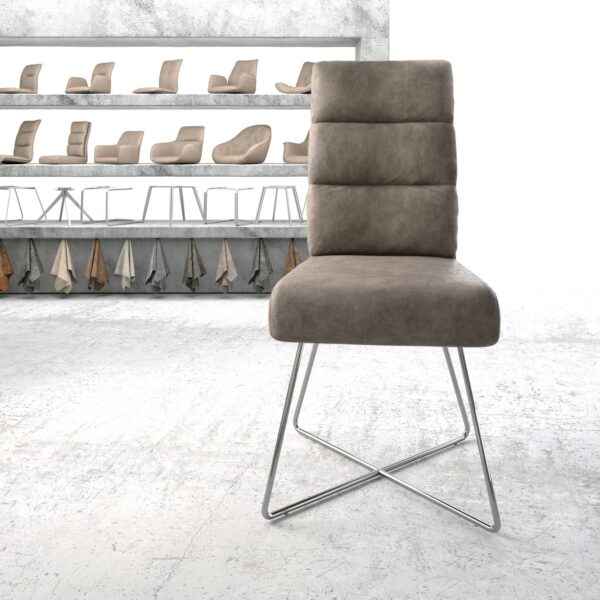 Jídelní židle Pela-Flex Taupe Vintage X-rám nerezová ocel