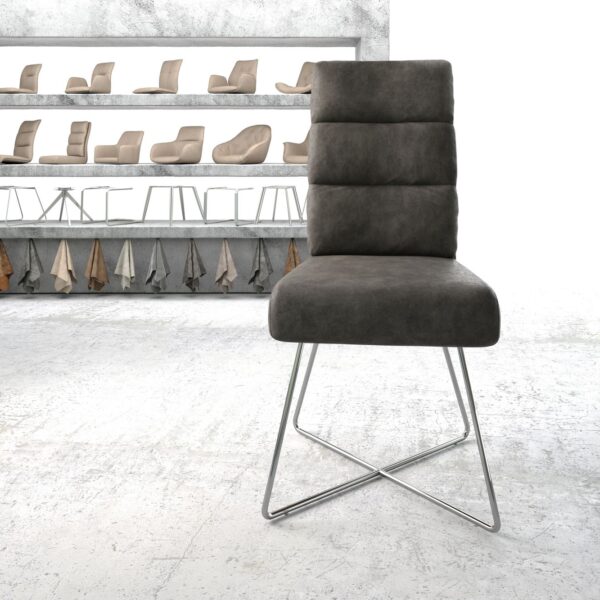 Jídelní židle Pela-Flex Anthracite Vintage X-rám nerezová ocel