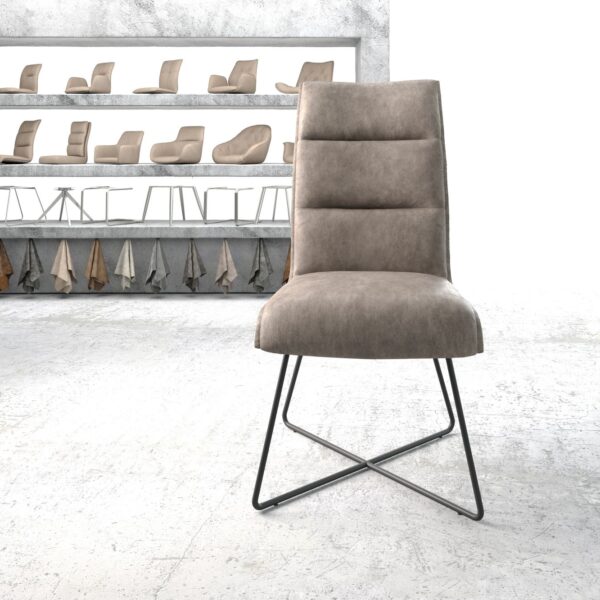 Jídelní židle Xantus-Flex Taupe Vintage X-Rám Černá