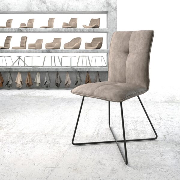 Jídelní židle Maddy-Flex Taupe Vintage X-Rám Černá