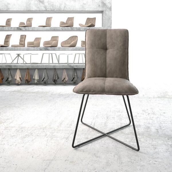 Jídelní židle Maddy-Flex Taupe Vintage X-Rám Černá