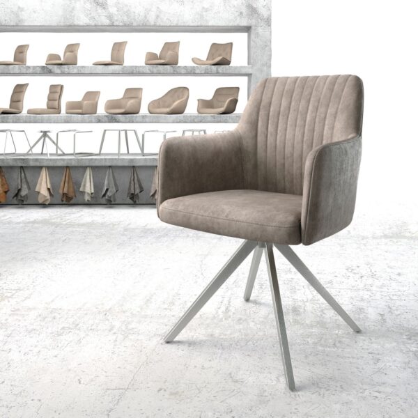 Otočná židle Greg-Flex Taupe Vintage Cross Rám Edged Nerezová Ocel