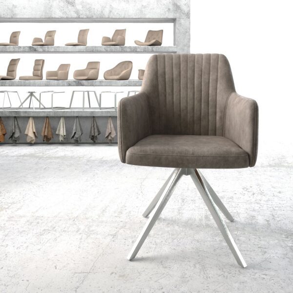 Otočná židle Greg-Flex Taupe Vintage Cross Rám Edged Nerezová Ocel