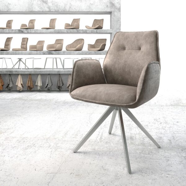 Otočná židle Zoa-Flex Taupe Vintage Křížový rám lemovaný nerezovou ocelí