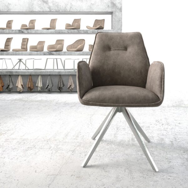 Otočná židle Zoa-Flex Taupe Vintage Křížový rám lemovaný nerezovou ocelí