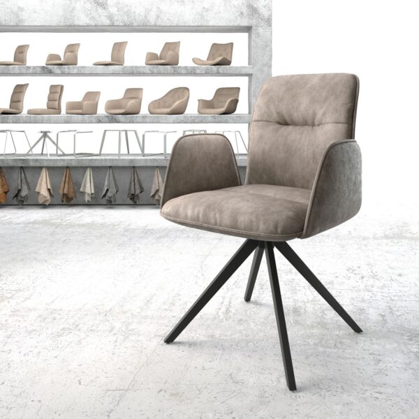 Otočná židle Vinja-Flex Taupe Vintage Cross Rám Edged Černá