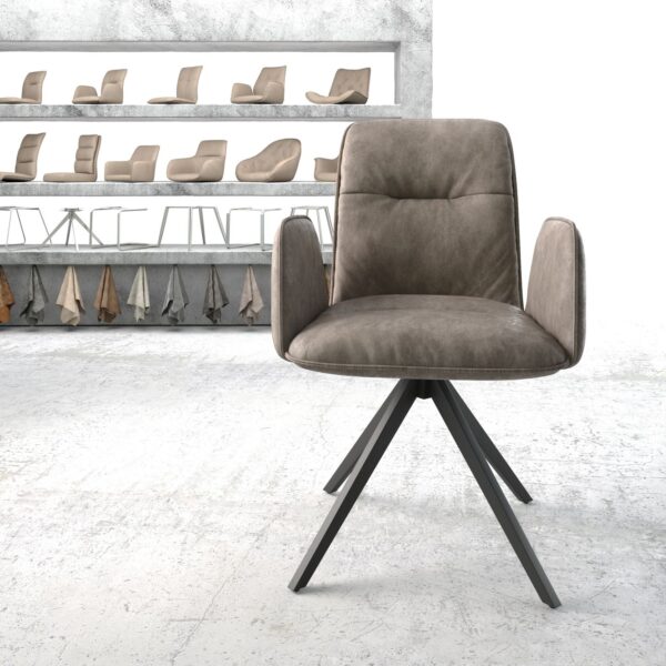Otočná židle Vinja-Flex Taupe Vintage Cross Rám Edged Černá