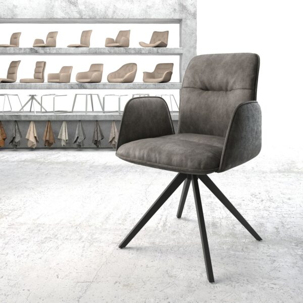 Otočná židle Vinja-Flex Anthracite Vintage Cross Rám Edged Černá
