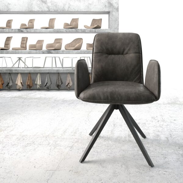 Otočná židle Vinja-Flex Anthracite Vintage Cross Rám Edged Černá