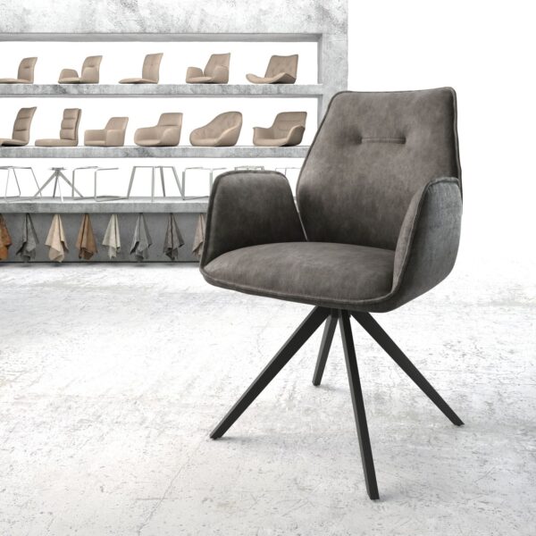 Otočná židle Zoa-Flex Anthracite Vintage Cross Rám Edged Černá
