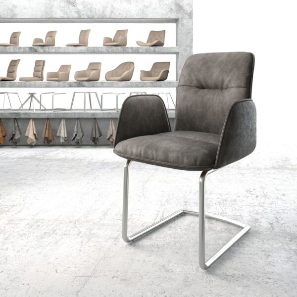 Křeslo Vinja-Flex Anthracite Vintage Cantilever Round z nerezové oceli