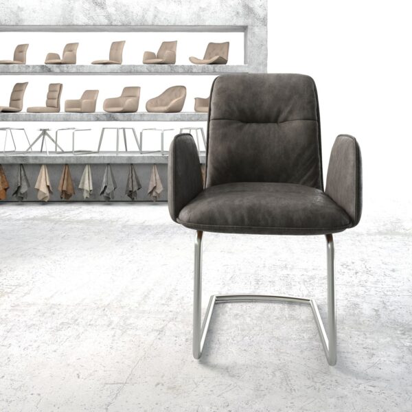 Křeslo Vinja-Flex Anthracite Vintage Cantilever Round z nerezové oceli