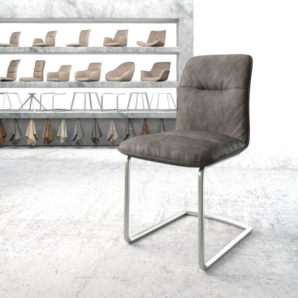 Jídelní židle Vinjo-Flex Anthracite Vintage Cantilever Round z nerezové oceli