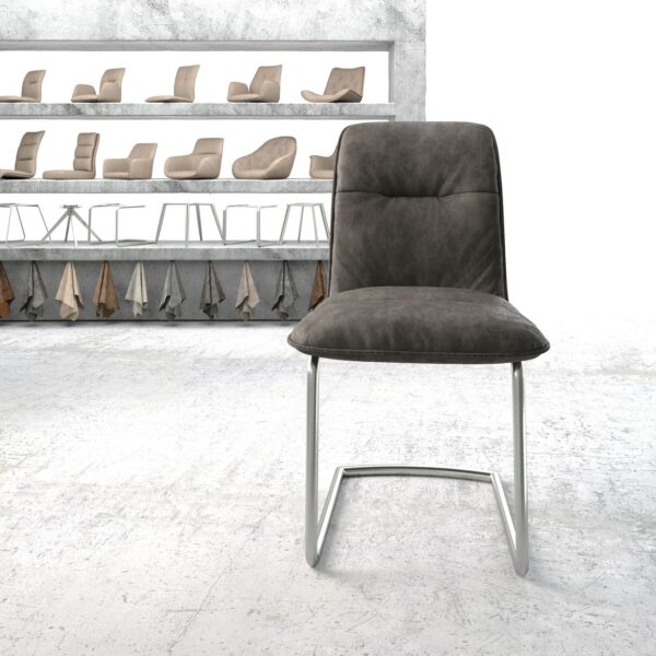 Jídelní židle Vinjo-Flex Anthracite Vintage Cantilever Round z nerezové oceli