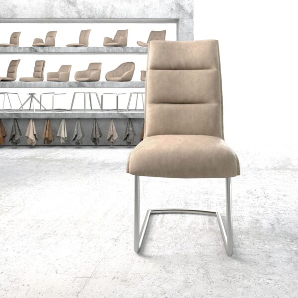 Jídelní židle Xantus-Flex Béžová Vintage Cantilever Round z nerezové oceli