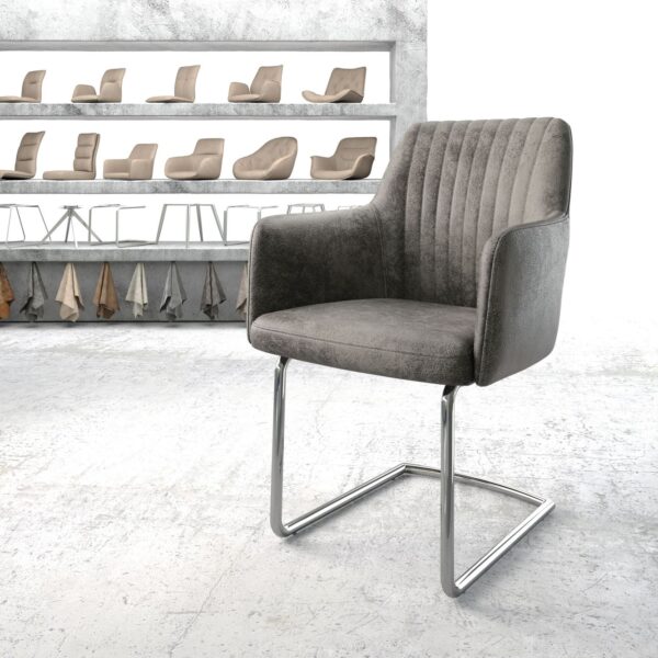 Křeslo Greg-Flex Šedá Vintage Cantilever Round chromované