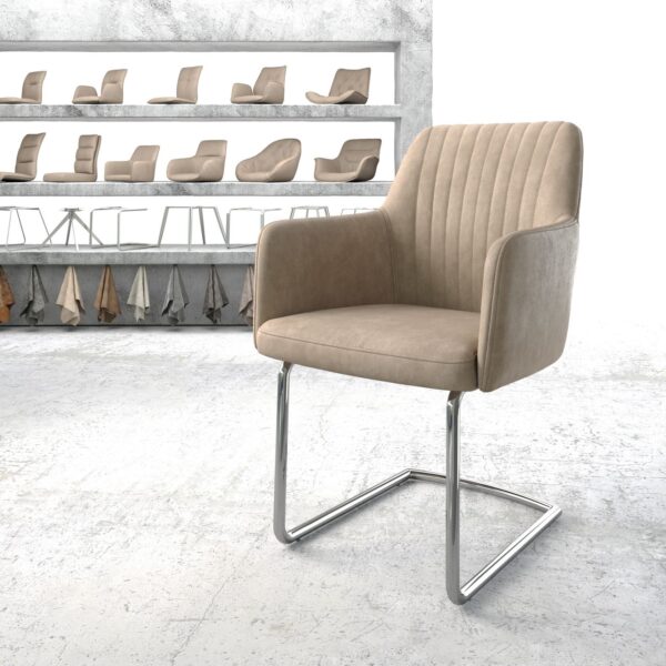 Křeslo Greg-Flex Béžová Vintage Cantilever Round chromované
