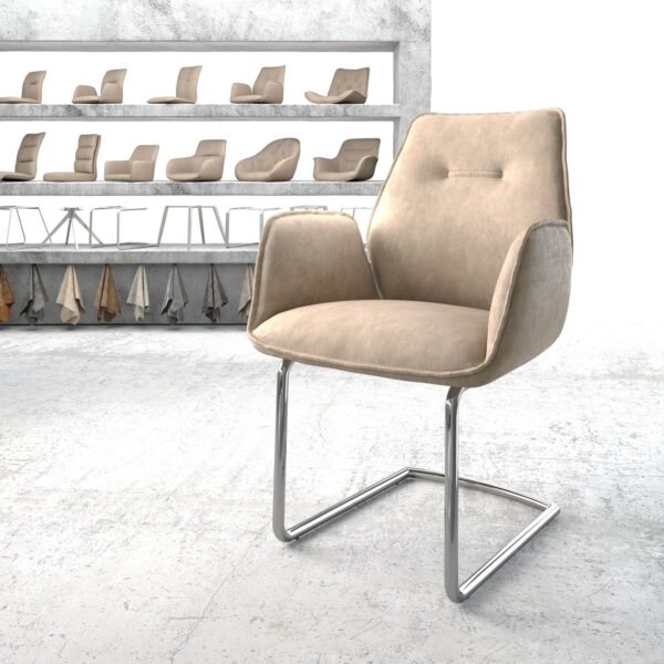 Křeslo Zoa-Flex Béžová Vintage Cantilever Round chromované