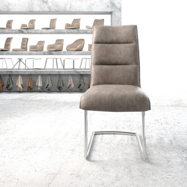 Jídelní židle Xantus-Flex Taupe Vintage Cantilever Round chromovaná
