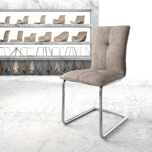 Jídelní židle Maddy-Flex Taupe Vintage Cantilever Round Chromovaná