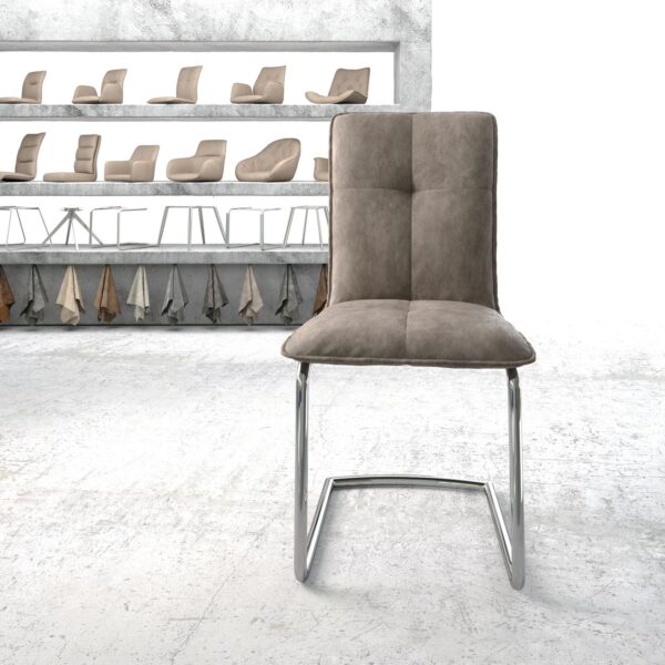 Jídelní židle Maddy-Flex Taupe Vintage Cantilever Round Chromovaná
