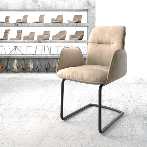 Křeslo Vinja-Flex Béžová Vintage Cantilever Round Černá