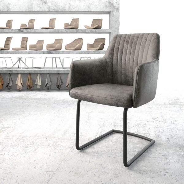 Křeslo Greg-Flex Šedá Vintage Cantilever Round Černá