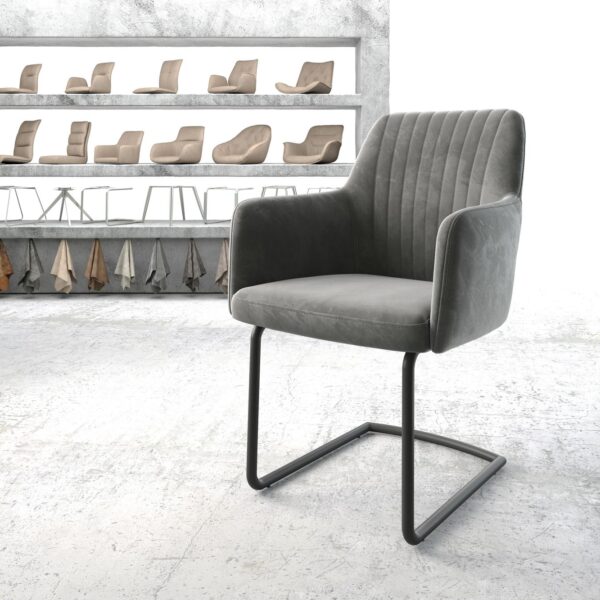 Křeslo Greg-Flex Šedá Samet Cantilever Round Černá