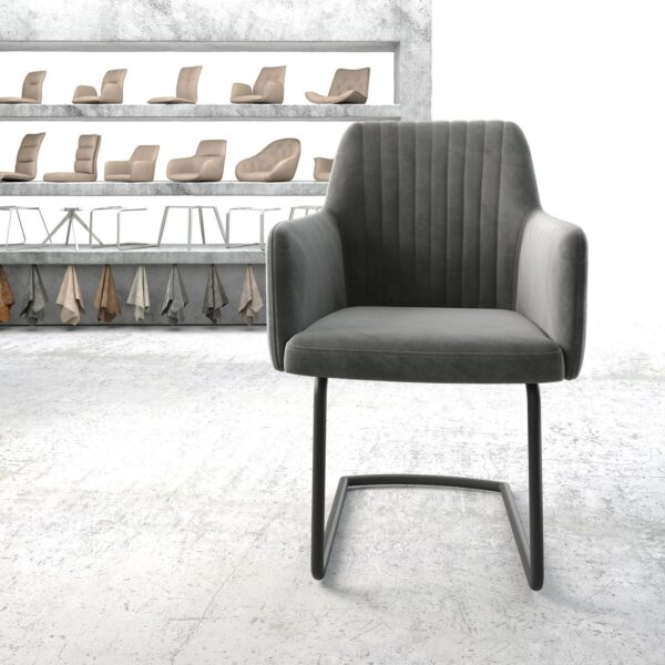 Křeslo Greg-Flex Šedá Samet Cantilever Round Černá