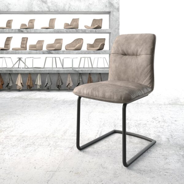 Jídelní židle Vinjo-Flex Taupe Vintage Cantilever Round Černá